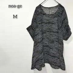 ノアジェ 【M】 トップス ブラウス 総柄 シアー 5分袖 チュニック丈 春夏