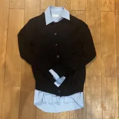 used ノーカラー　ニットカーディガン カシミヤ