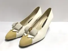 未使用リズ ラフィーネRiz raffineeパンプス23.5cmオフホワイト系