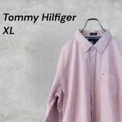トミーヒルフィガー 長袖シャツ パープル系 コットン100％ XL B3822 