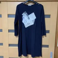 SIMPLE LIFE ネイビー 七分袖ロングカットソー