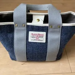 美品　Harris Tweed ネイビーヘリンボーントートバッグ　正規品