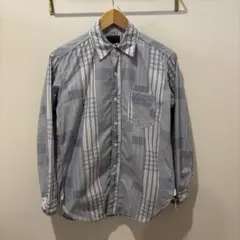CORONA ストライプチェッククレイジー　長袖シャツ マチ付き　日本製