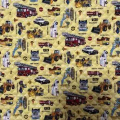 ハギレ☆キルティング生地☆働く車☆イエロー