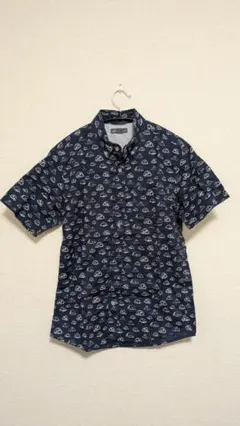 Eddie Bauer テント柄 半袖シャツ XL ネイビー