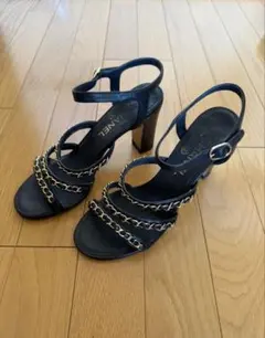 CHANEL シャネル チェーンストラップ サンダル ブラックのサムネイル