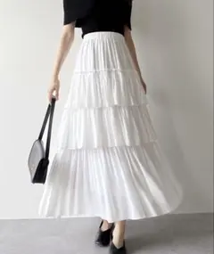 【新品未使用】【mipiarl】ハイウエストシフォンティアードスカートSサイズ