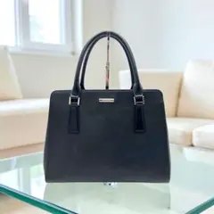 【美品】バーバリー ロゴプレート サフィアーノレザー ハンドバッグ ノバチェック