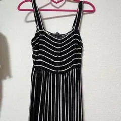 ストライプ ノースリーブ ロングワンピース forever21 モノトーン