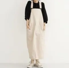 merlot ステッチ配色ジャンパースカート ベージュです。のサムネイル