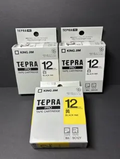 【新品未使用】テプラPRO テープ TEPRA12mm 3個 白 黄 箱付きのサムネイル