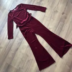 SHEIN バーガンディ フレアパンツ 9Y セットアップ