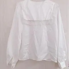 Ank Rouge レース付きホワイトセーラーシャツ ブラウス