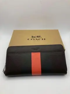 COACH レザー 長財布 黒とオレンジ