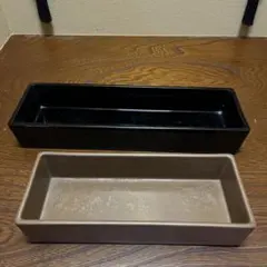 【池坊】花器 2点セット 長方形 花入れ 黒 茶 華道 生け花 水盤 昭和のサムネイル