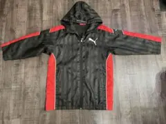 Puma フード付きベンチコート 黒/赤　140