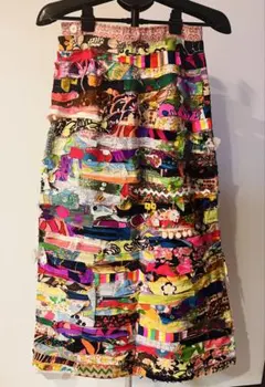 【一点物】カラフル パッチワーク ロングスカート