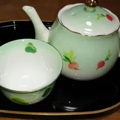 また条件変更しました。野菜ちぎり絵  盆付茶器揃  5点セット