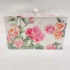 デコパージュ雑貨＊コットン&綿棒ケース**♪︎ローズホワイト柄