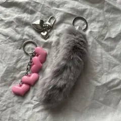ファー しっぽ チャーム キーホルダー