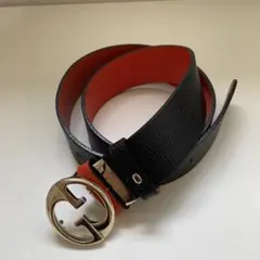 GUCCI レザーベルト ブラック/オレンジ
