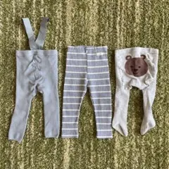 ベビー レギンス タイツ 3枚セット サスペンダー 80cm 韓国子供服 くま