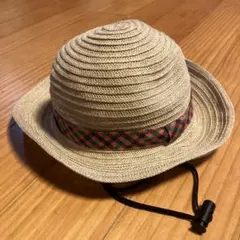 familiar 麦わら帽子 49-51 ベージュ チェック柄