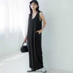 coca コカ カットジョーゼットVネックサロペット
