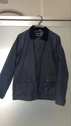 バブアー風　ネイビー コーデュロイ襟 ジャケット　イギリス製