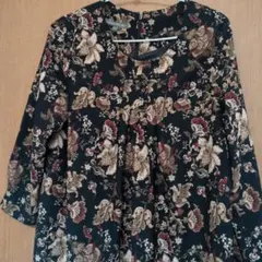 ローラアシュレイ　フラワープリント 七分袖ワンピース　11号