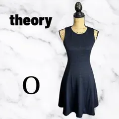美品✨【theory】ナイロンAラインノースリーブワンピース　ストレッチ　紺　0のサムネイル