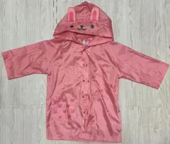雨具カッパ　90㎝　ピンク色　ウサギ柄　レインコート　女の子のサムネイル