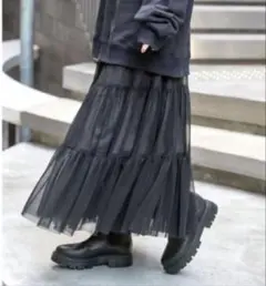 定価24200円★Spick & Span チュールドットティアードスカート36