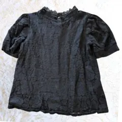 MISCH MASCH 総レース カットソー 半袖 パフスリーブ 黒のサムネイル
