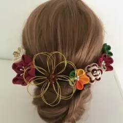 袴髪飾り 卒業式 振袖 成人式 和装 着物 結婚式 つまみ細工 ❀和モダン❀