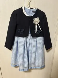 水色チェック柄　フォーマルドレスセット　ジャケット付き　120㎝　子供用