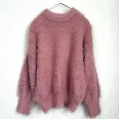 HK WORKS LONDONファー風ピンク長袖ニットセーター