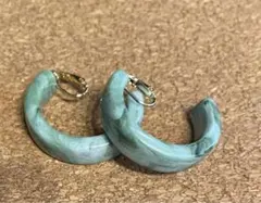イヤリング 天然石風 フープ ターコイズ