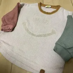ワッフルロンT 長袖 カットソー SMILEY FACE スマイル 90のサムネイル