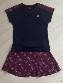FILA テニスウェア 紺✖️ボルドー　セットアップ