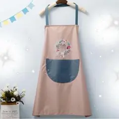 エプロン 大人 子ども ポケット付き 撥水加工 くすみカラー うさぎ ピンクのサムネイル