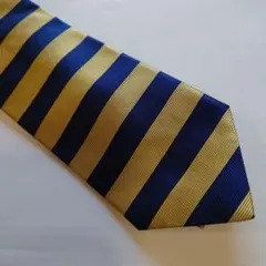 ブルックスブラザーズ青と金のボーダーストライプネクタイUSA製シルク100%美品