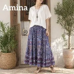 チャイハネ★　Amina　エスニック柄　ロングスカート　紫　フレア　アジアンのサムネイル