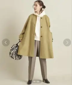 BY メルトンビーバーノーカラーフレアコート