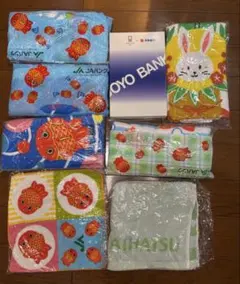 金魚　ウサギ　タオルセット8枚　銀行　JA ダイハツ　DAIHATSU