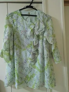 HARMONICA　花柄フリル七分袖ブラウス