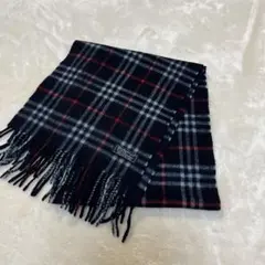 SALE！美品　Burberry 100%カシミヤ マフラー チェックネイビー系