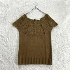 ✨【マーブルインク】M 茶系 アルパカ混 ベスト すかし編み カジュアルのサムネイル