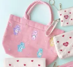 ケアベア刺繍のピンクコーデュロイバッグ　PLAZA(最終値下げ)