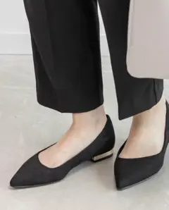 【美品】RANDA ポインテッドトゥローヒールパンプス　24　ネイビー